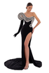 Evening Long Dress With Silver Detail On The Chest