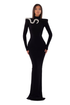 Black maxi dress with high neck and open back