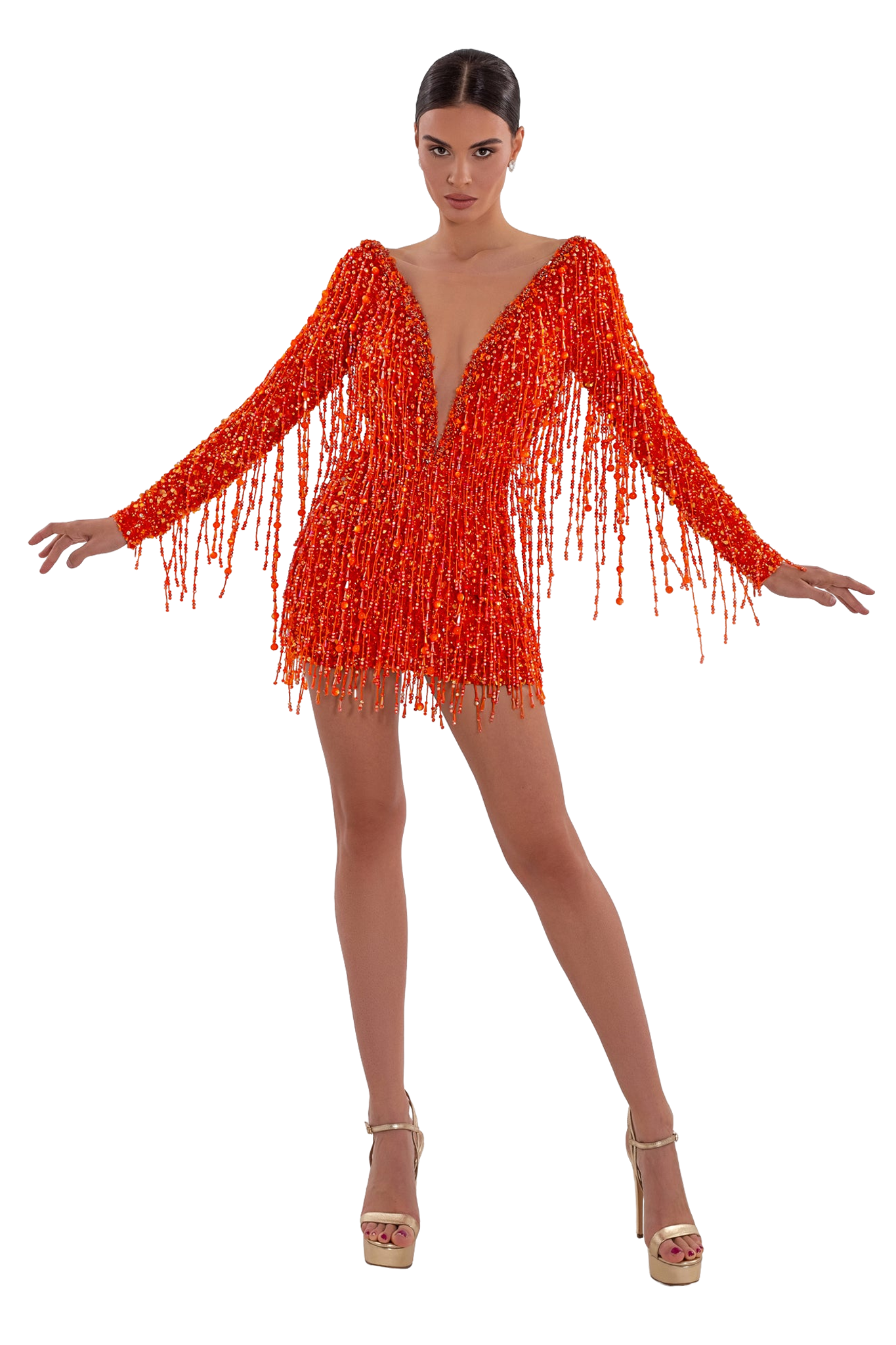 Orange Dress With Fringes – ALBINA DYLA