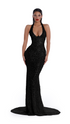 Midnight Mirage Siren Gown with Halter Neckline