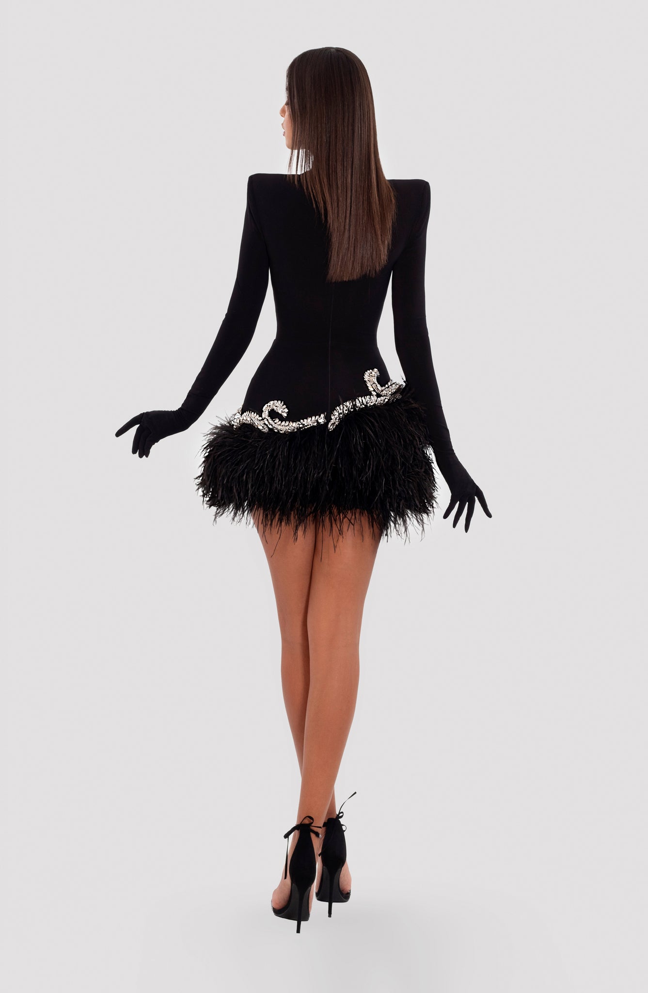 eroditaefendija Short Black Feathers Dress 34