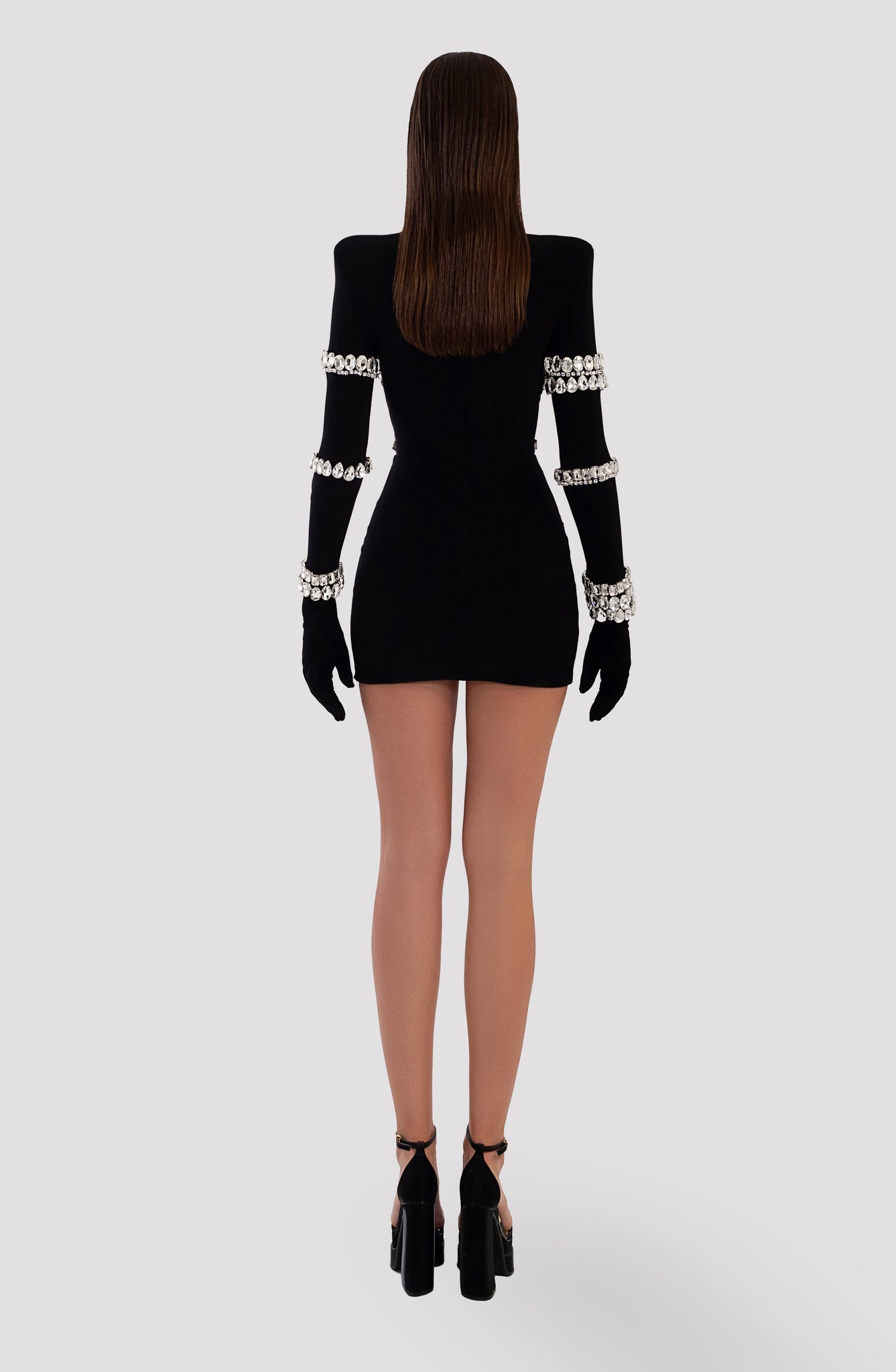 Black Dress With Silver Short Black Dress With Silver Stones ALBINA DYLA Black Dress With Silver Short Black Dress With Silver Stones ALBINA DYLA