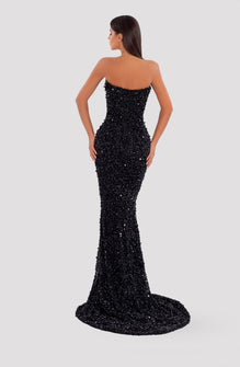 Long Black Dress With Detailed Corset