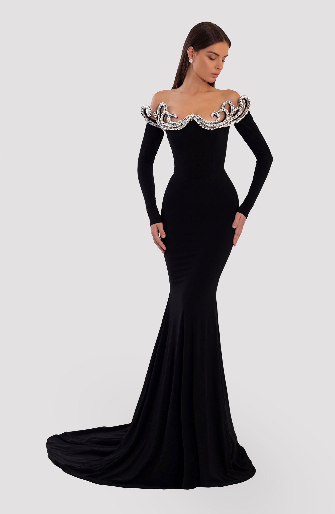 Modest Black Long Tulle Formal Dress with Long Lantern Sleeves | Modest  formal dresses, Prom dresses modest, Prom dresses long with sleeves