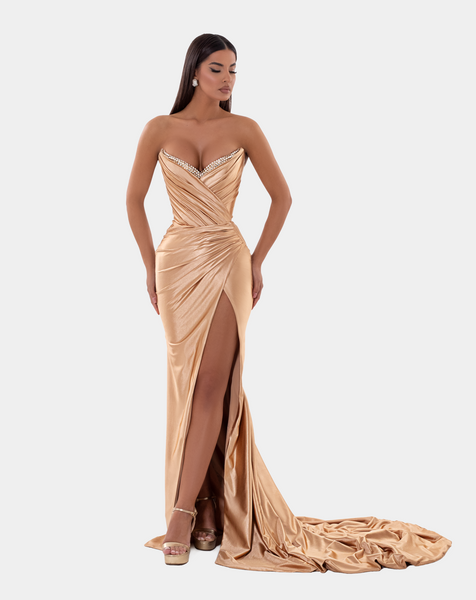 High Low Crepe Halter Gown With Organza Draping In Black