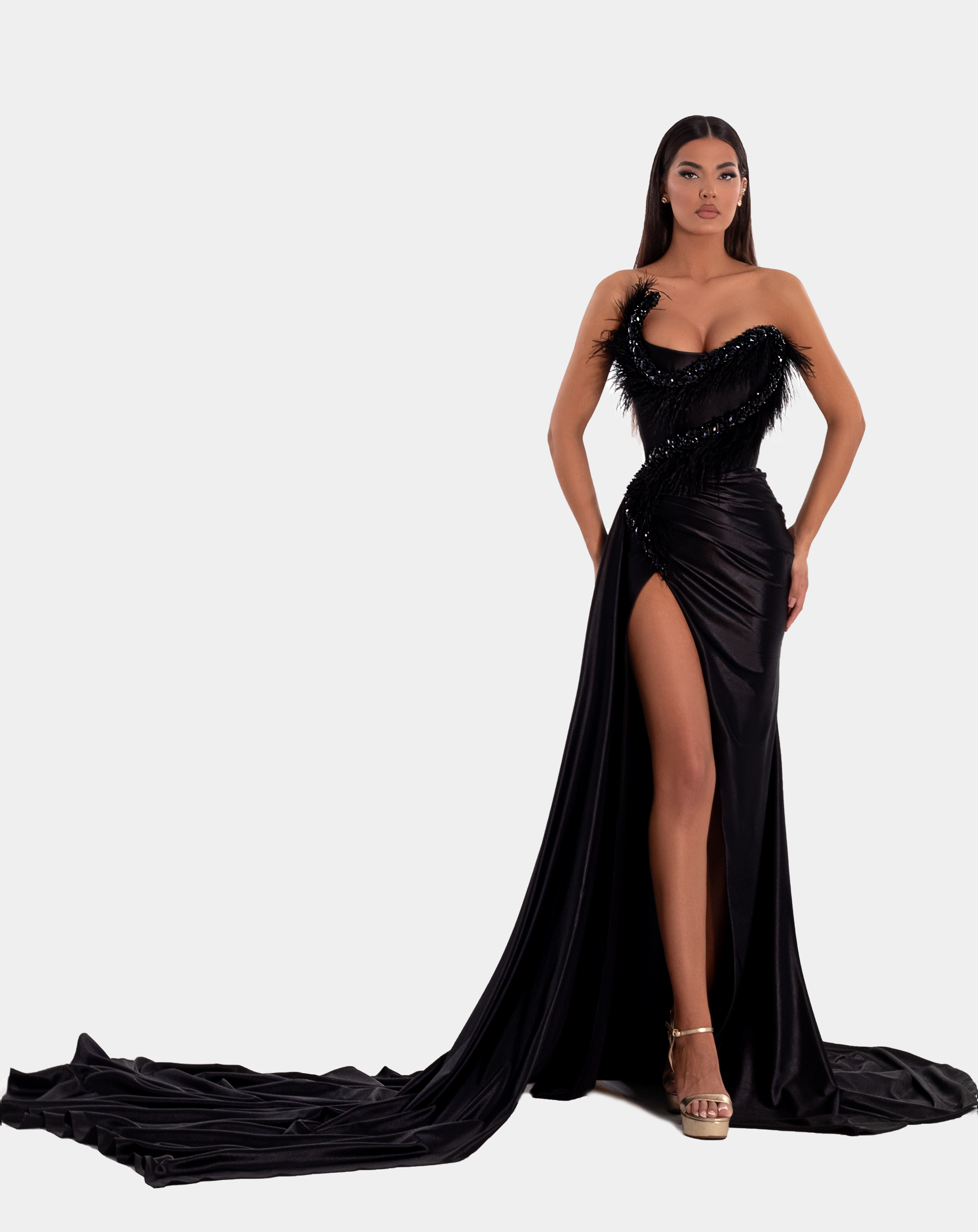 Long black 2025 corset dress