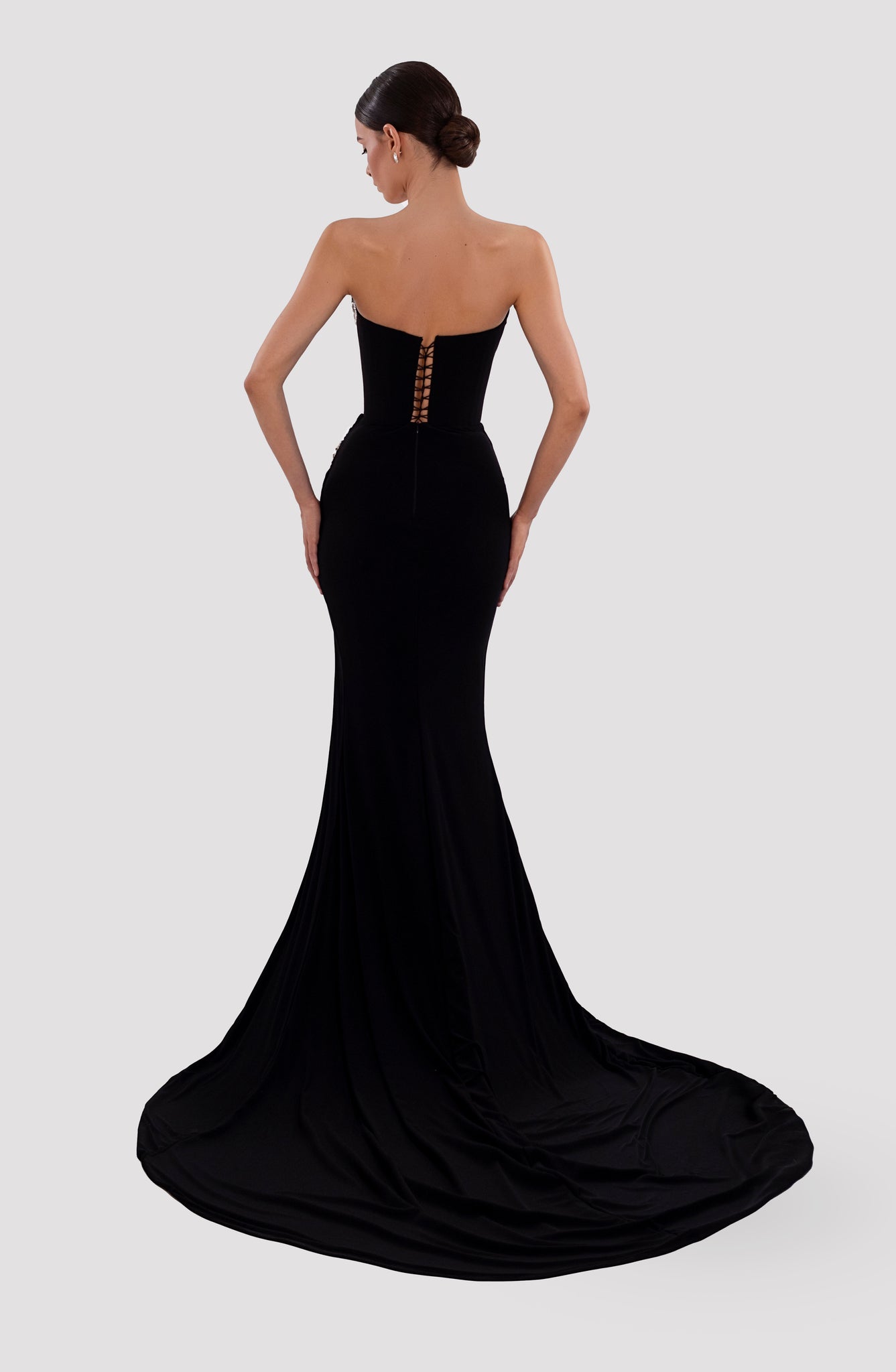 Sexy A Line Black Lace Long-Sleeved Slit Prom Evening Dresses – MyChicDress
