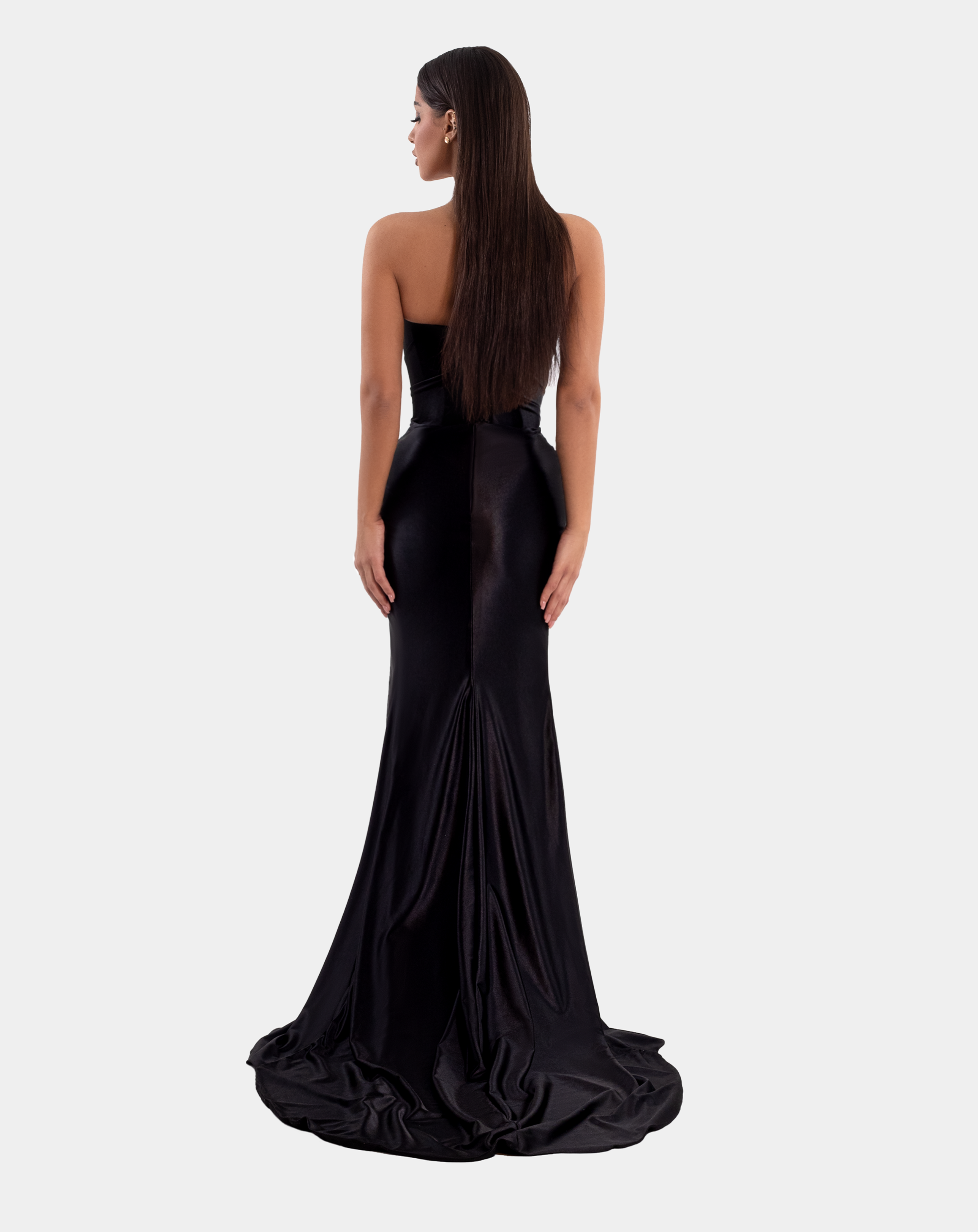 Long Black Dress with handmade leaf details – ALBINA DYLA