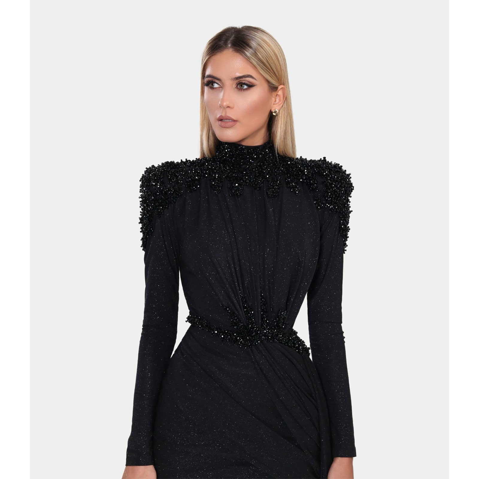 Black Rib High Neck Bodycon Dress | Dresses | PrettyLittleThing