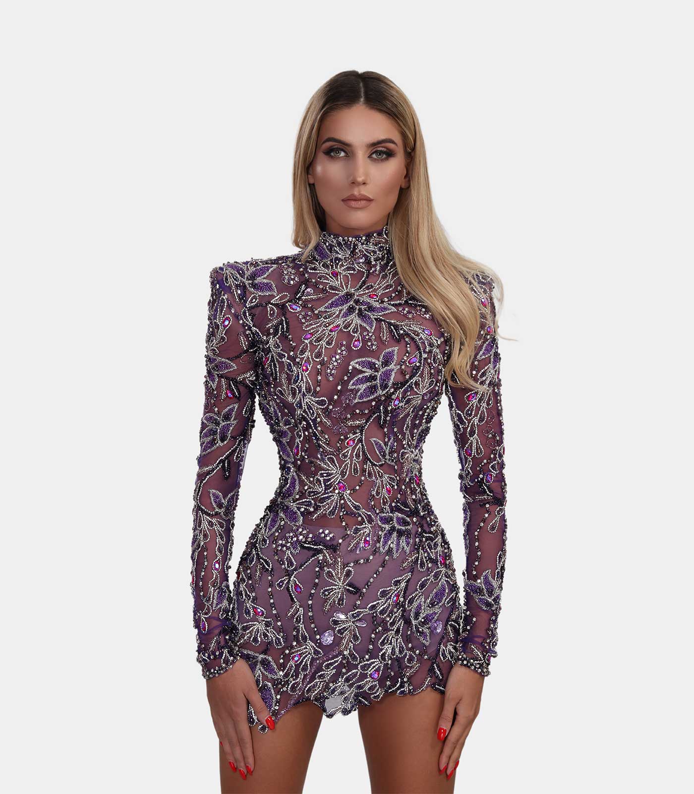 Short Embellished Purple Dress – ALBINA DYLA