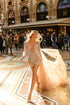 Short Beige Dress With Tulle Train