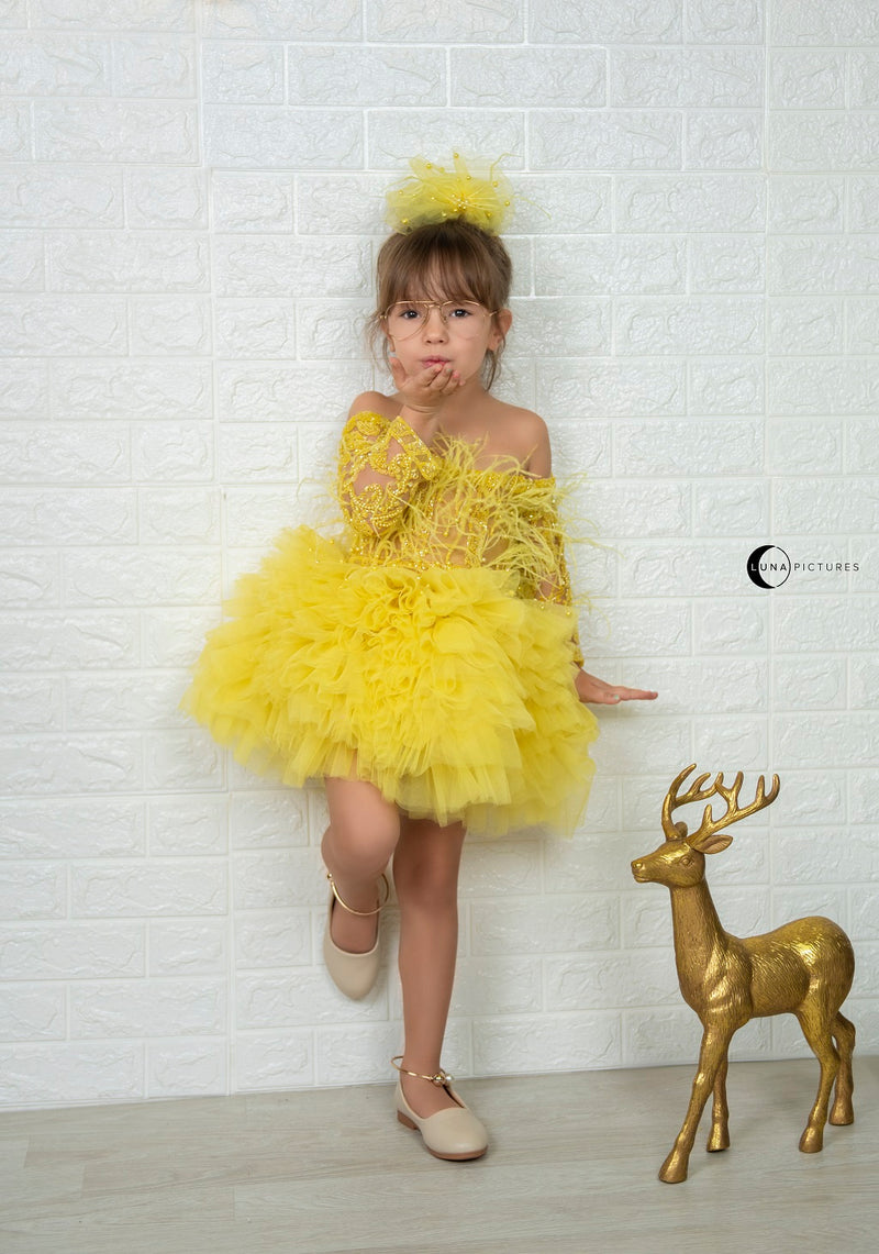 Fluffy Tutu Yellow Dress 4y