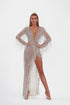 Long Silver Dress with Fringes