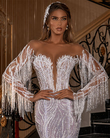 Mermaid Tassel Sleeve Gown