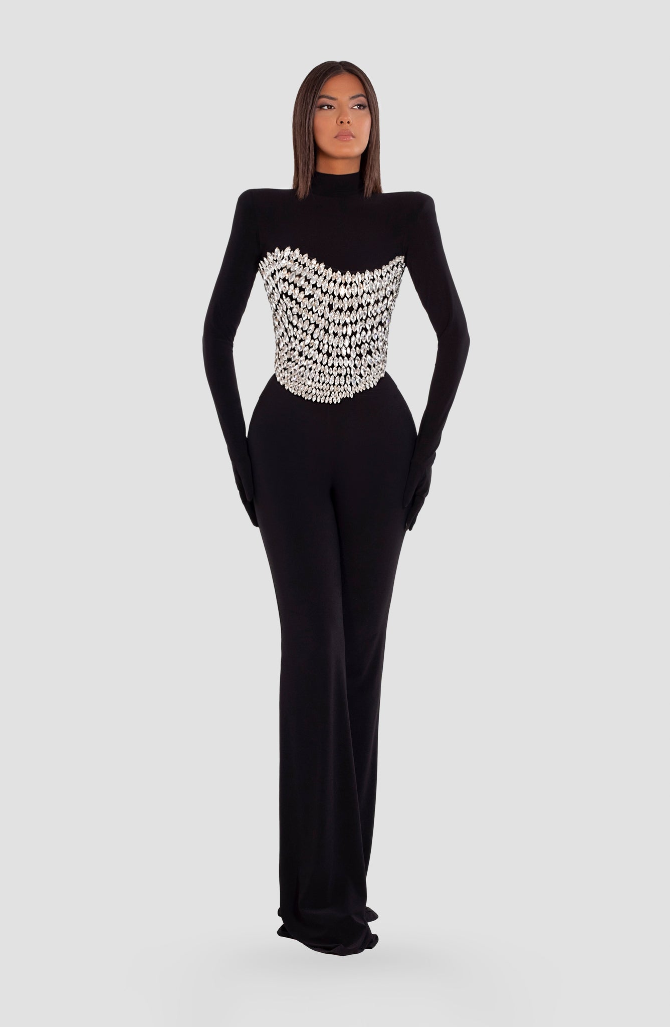 Black Jumpsuit With Silver Stones – ALBINA DYLA