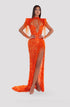 Long Orange Dress With Stones